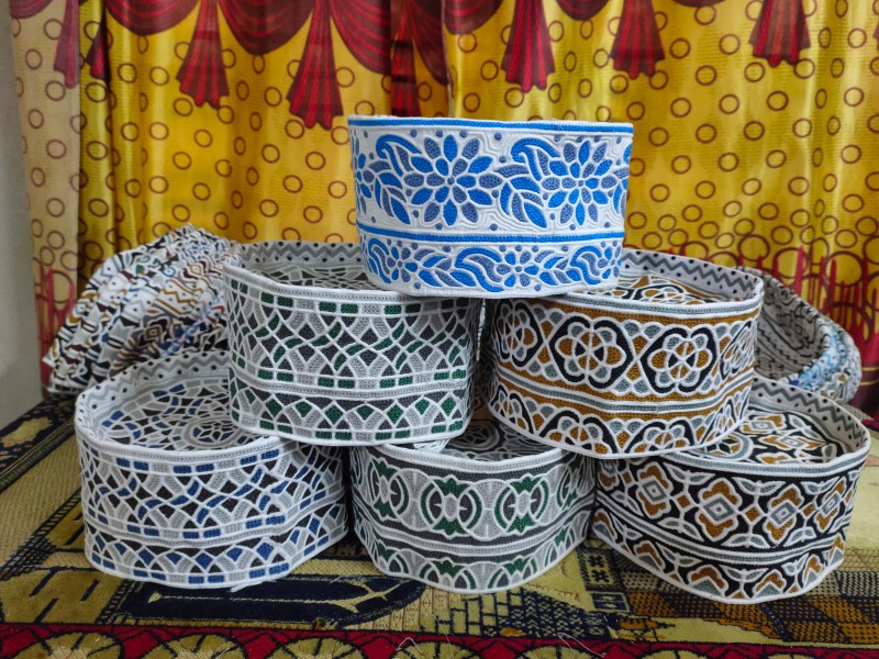 Elegant Omani Computer Cap Topi Kumma with Fine Embroidery