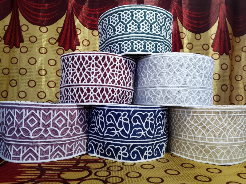 Unique Omani Computer Cap Topi Kumma with Precision Embroidery